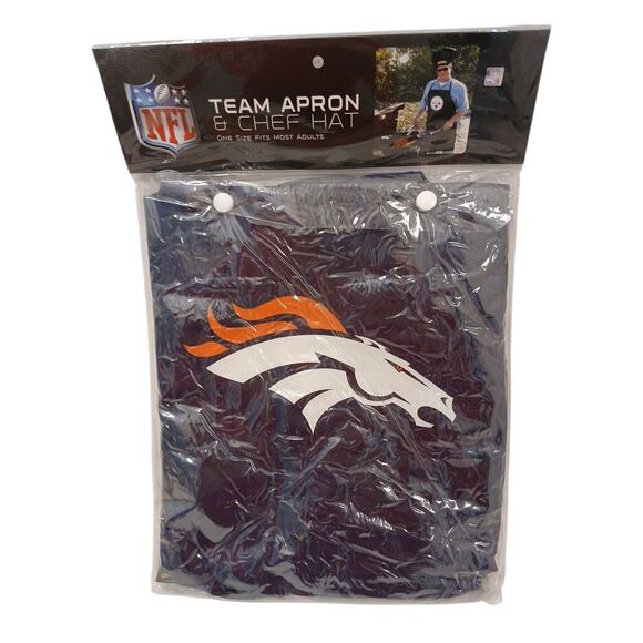 NFL Chef Apron 2pc Set Denver Broncos Football Cook Hat BBQ Father Dad GIft New! - Picture 4 of 9